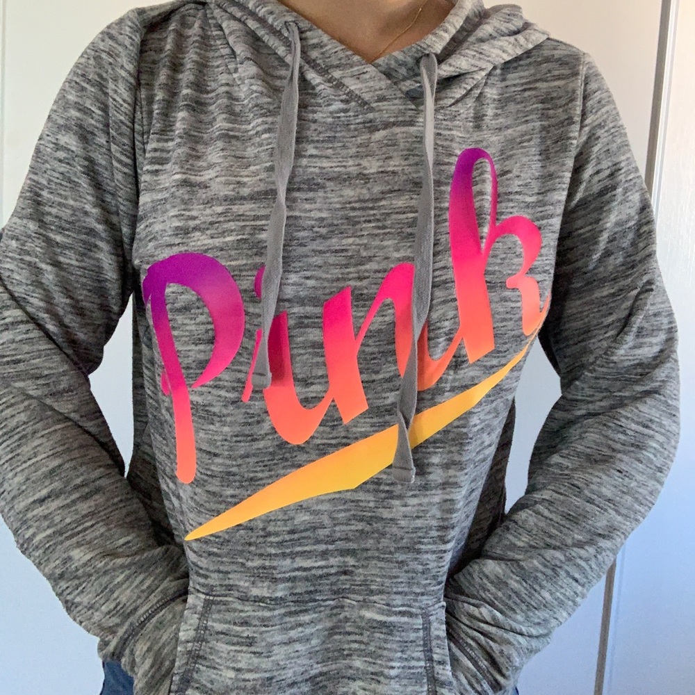 Pink brand grey hoodie